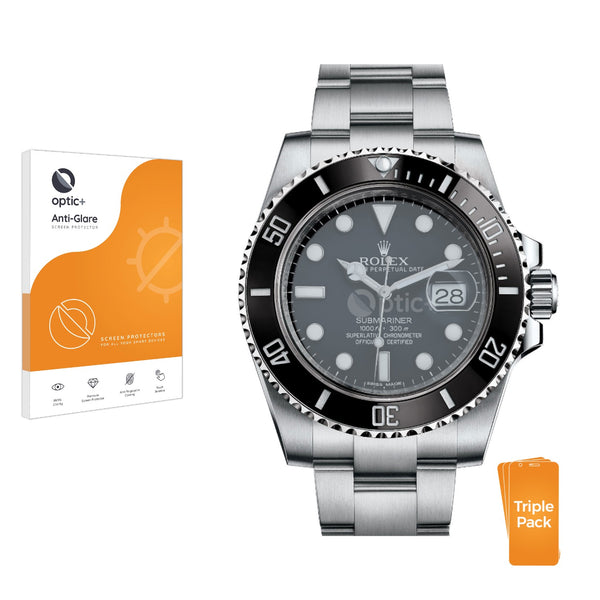 3pk Optic+ Anti-Glare Screen Protectors for Rolex Submariner (Date)