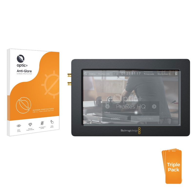 3pk Optic+ Anti-Glare Screen Protectors for Blackmagic Design Video Assist (5.0)