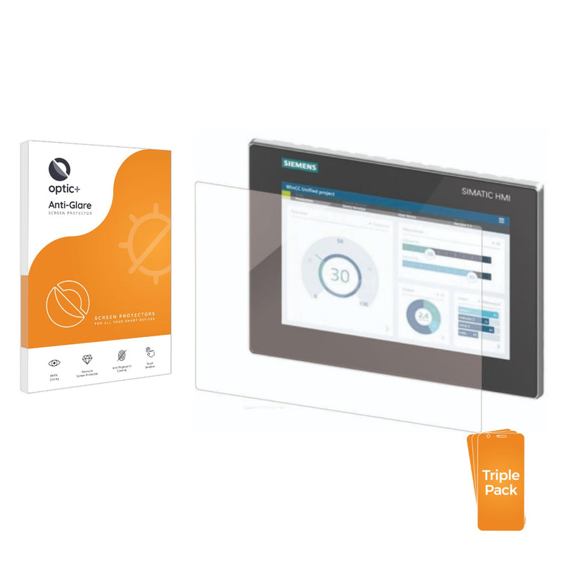 3pk Optic+ Anti-Glare Screen Protectors for Siemens Simatic HMI MTP1000 Unified Comfort