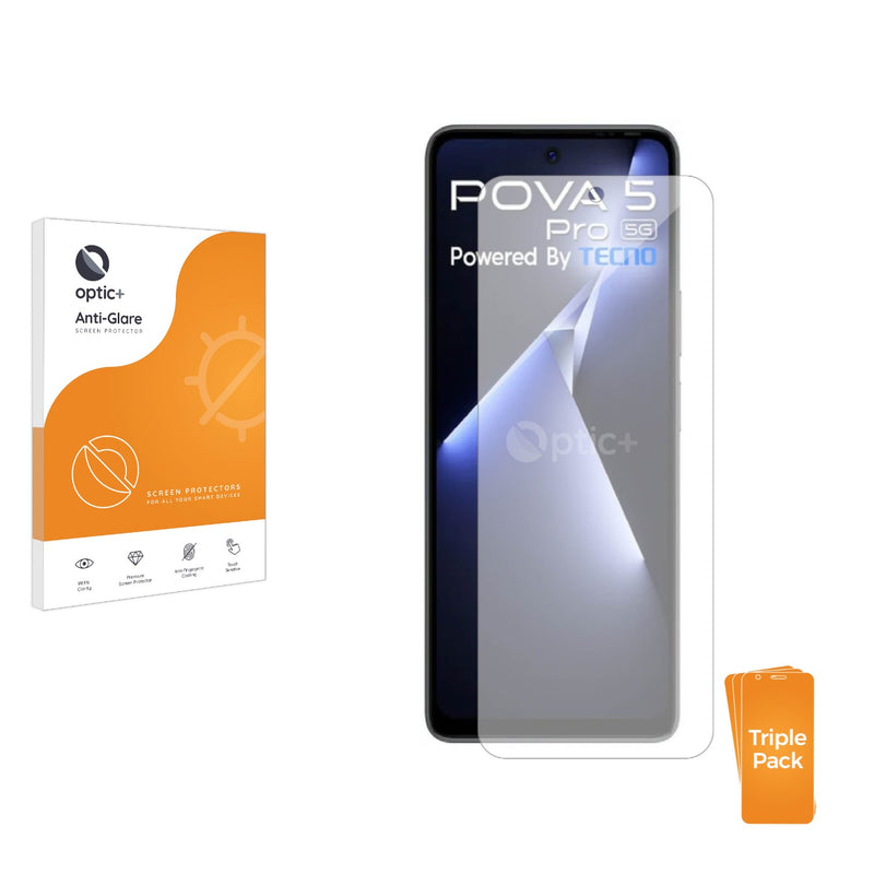 3pk Optic+ Anti-Glare Screen Protectors for Tecno Pova 5