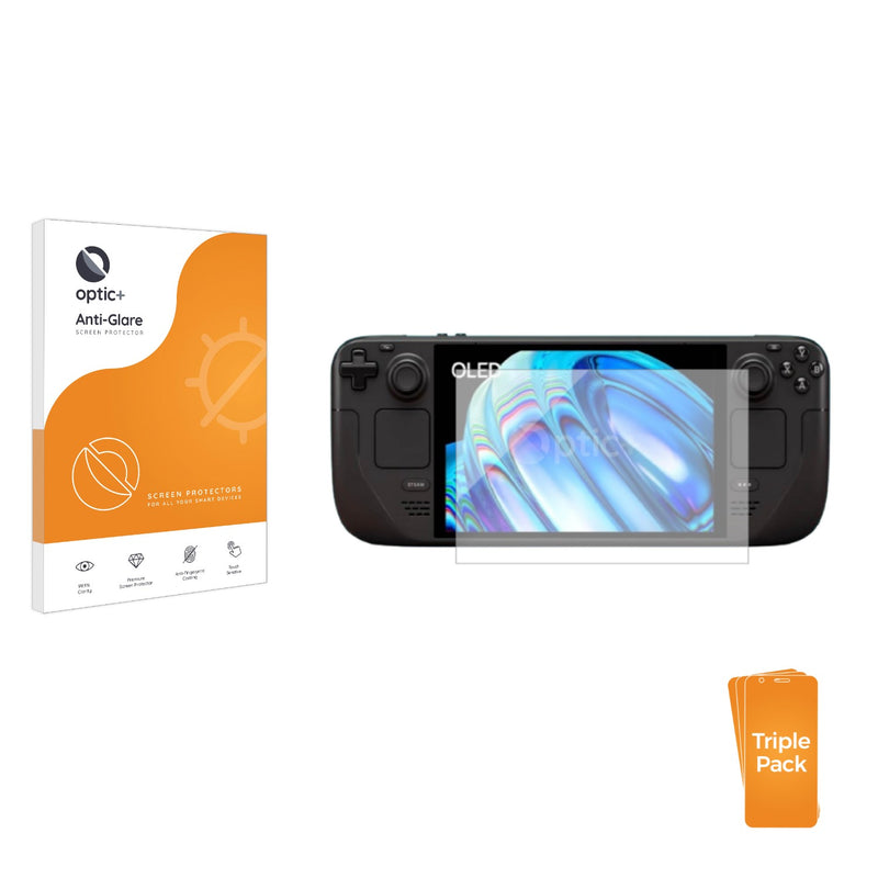 3pk Optic+ Anti-Glare Screen Protectors for Valve Steam Deck OLED