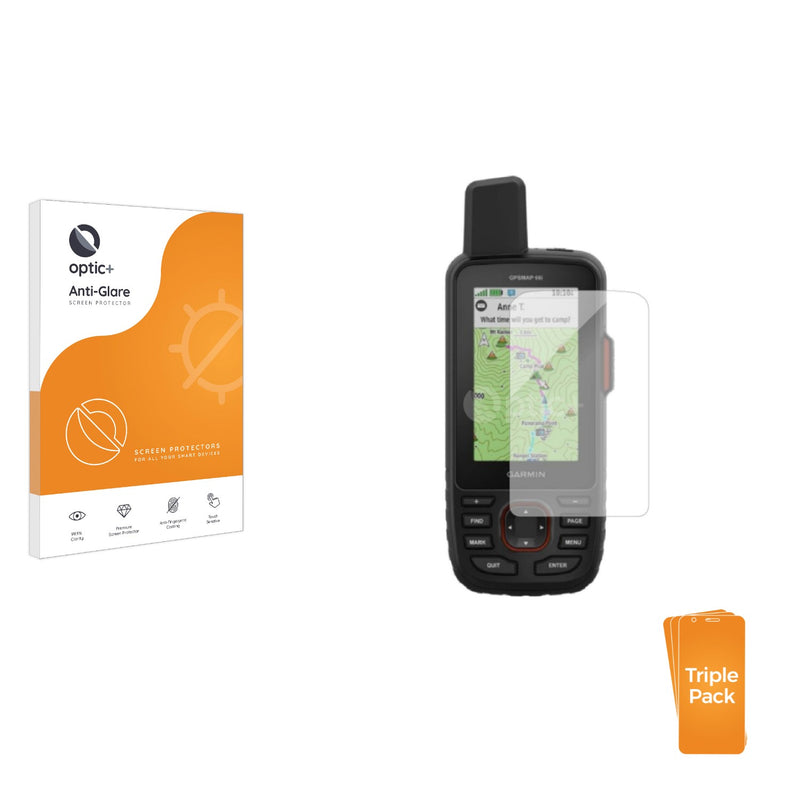 3pk Optic+ Anti-Glare Screen Protectors for Garmin GPSMAP 66i