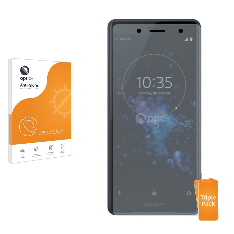 3pk Optic+ Anti-Glare Screen Protectors for Sony Xperia XZ2 Compact