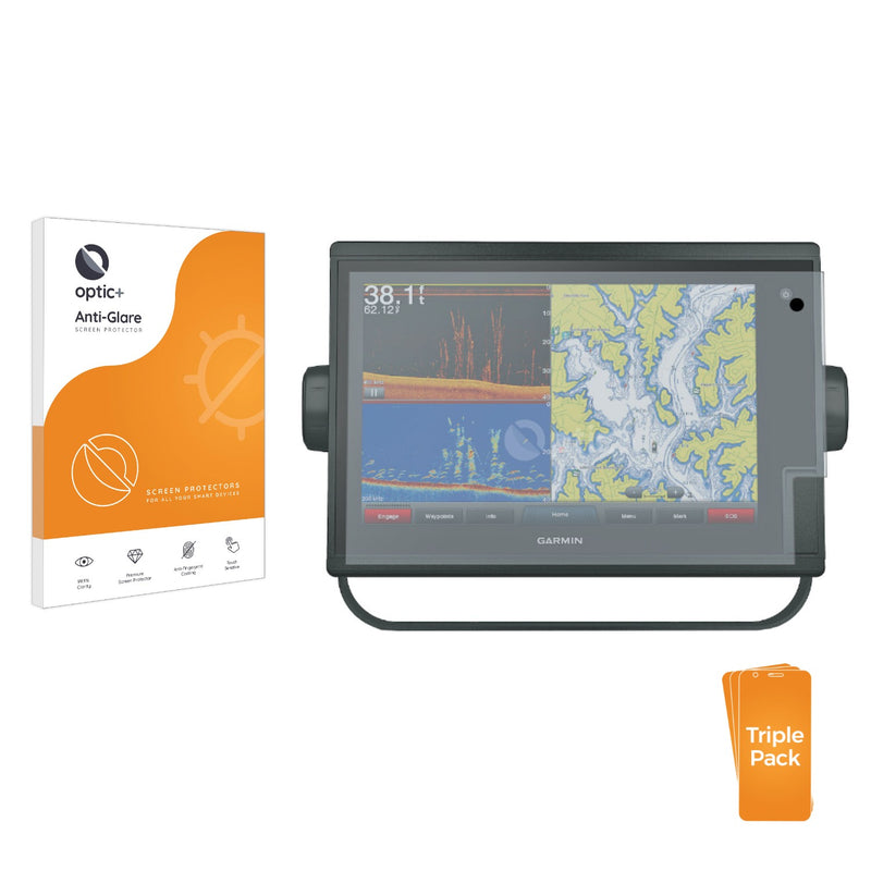 3pk Optic+ Anti-Glare Screen Protectors for Garmin GPSMAP 1222 Plus