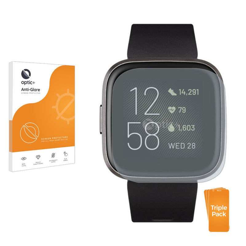 3pk Optic+ Anti-Glare Screen Protectors for Fitbit Versa 2