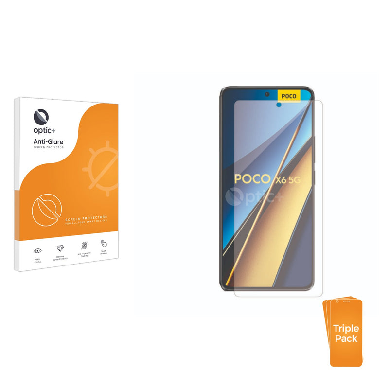 3pk Optic+ Anti-Glare Screen Protectors for Xiaomi Poco X6