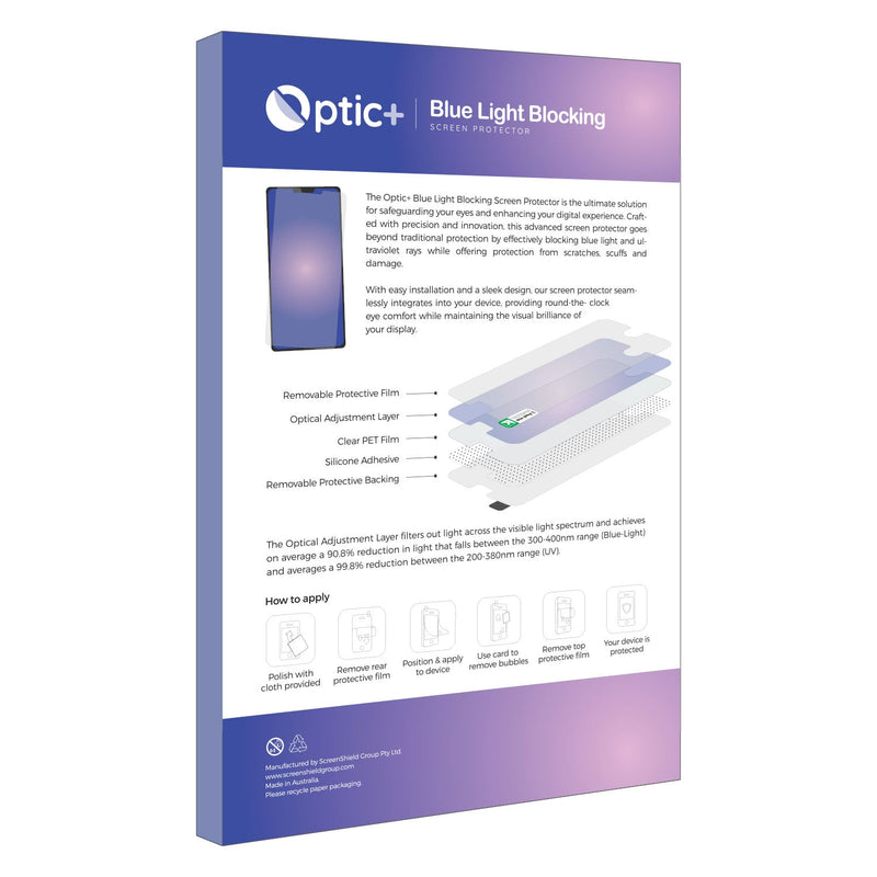 Optic+ Blue Light Blocking Screen Protector for Technoline WL1030