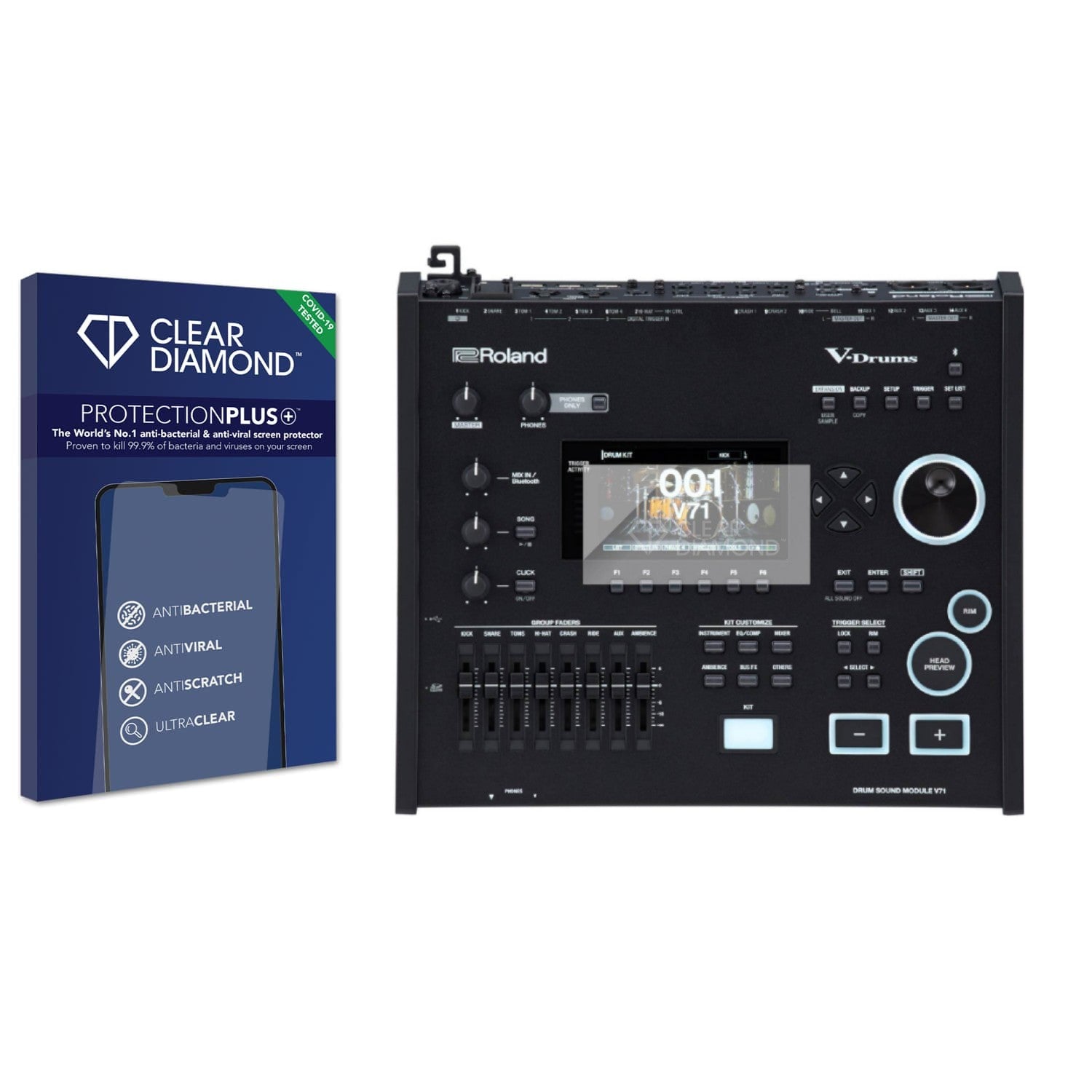 Clear Diamond Anti-viral Screen Protector for Roland V71 - ScreenShield