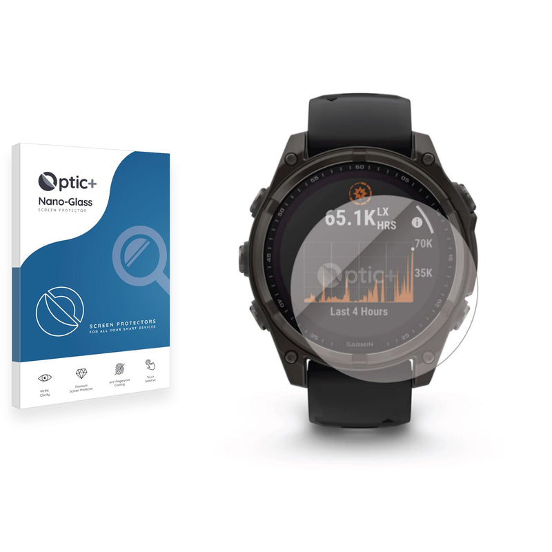 Optic+ Nano Glass Screen Protector for Garmin Fenix 8 Solar (47mm)