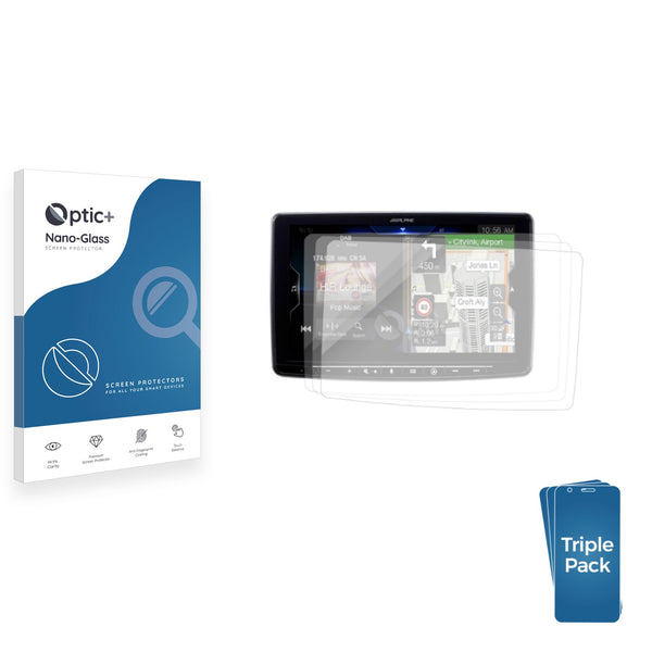 3-pack of Nano Glass screen protectors for Alpine INE-F409E Halo 9"