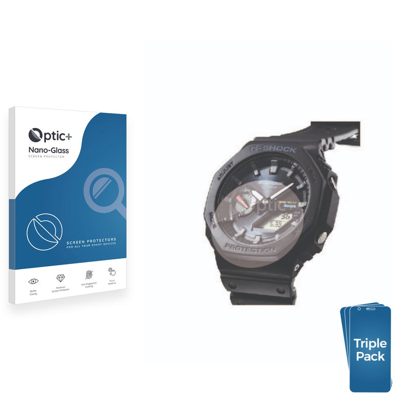 3pk Optic+ Nano Glass Screen Protectors for Casio G-Shock GA-B2100