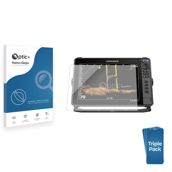 3pk Optic+ Nano Glass Screen Protectors for Lowrance HDS PRO 12