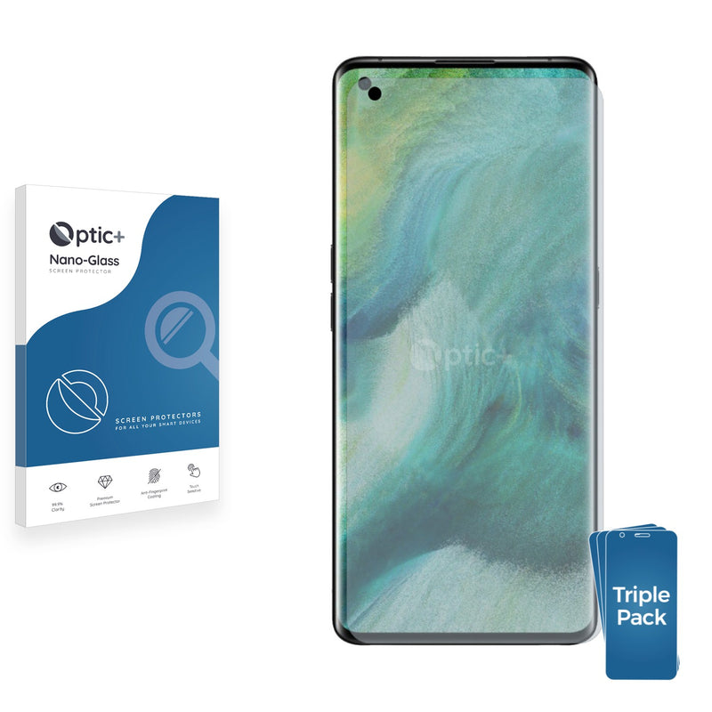 3pk Optic+ Nano Glass Screen Protectors for Oppo Find X2 Pro