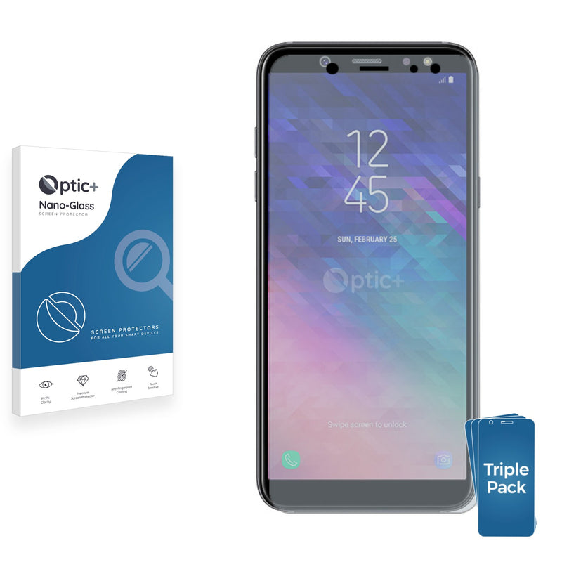 3pk Optic+ Nano Glass Screen Protectors for Samsung Galaxy A6 2018