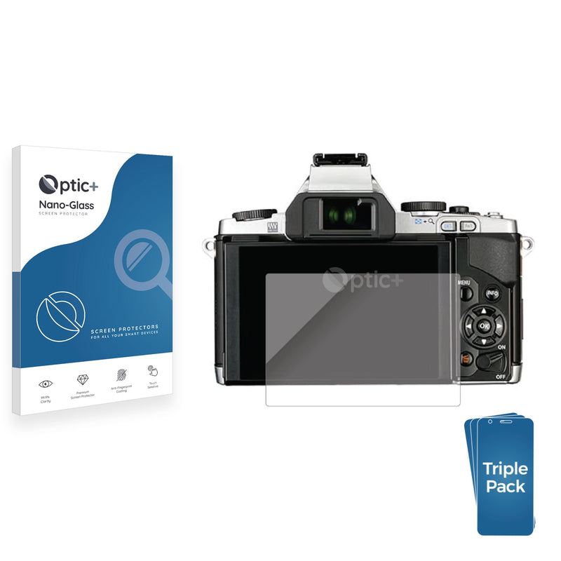 3pk Optic+ Nano Glass Screen Protectors for Olympus OM-D E-M5