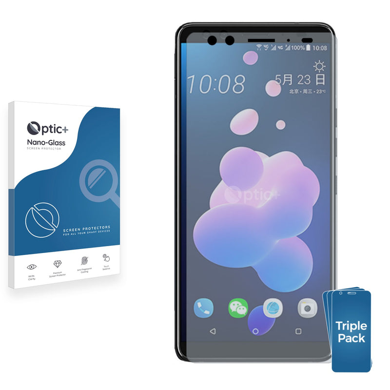 3pk Optic+ Nano Glass Screen Protectors for HTC U12 Plus