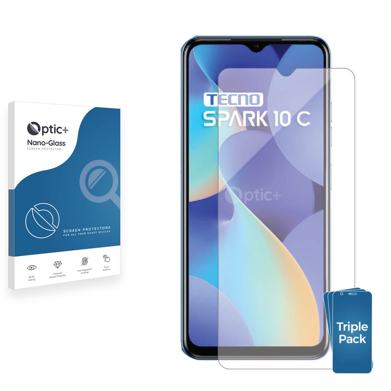 3pk Optic+ Nano Glass Screen Protectors for Tecno Spark 10C