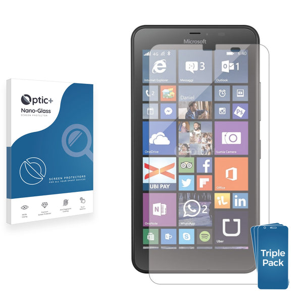 3pk Optic+ Nano Glass Screen Protectors for Microsoft Lumia 640