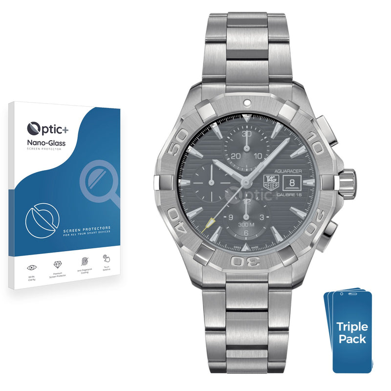 3pk Optic+ Nano Glass Screen Protectors for TAG Heuer Aquaracer (43 mm)