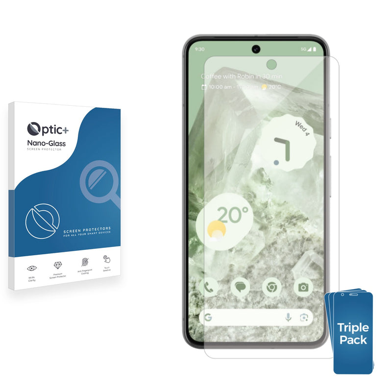 3pk Optic+ Nano Glass Screen Protectors for Google Pixel 8