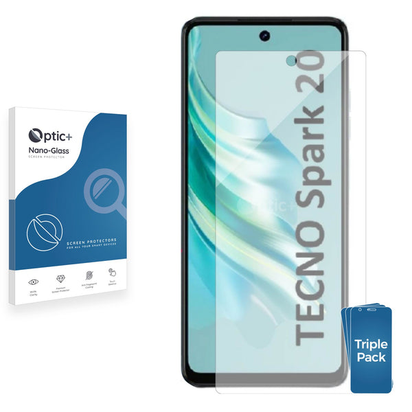 3pk Optic+ Nano Glass Screen Protectors for Tecno Spark 20