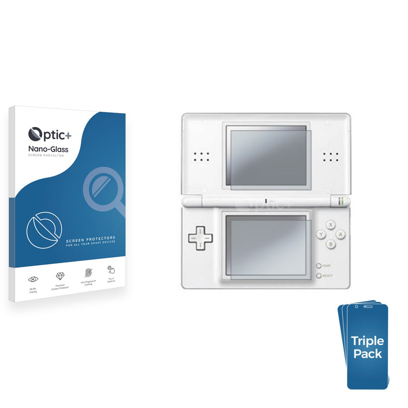 3pk Optic+ Nano Glass Screen Protectors for Nintendo DS LITE