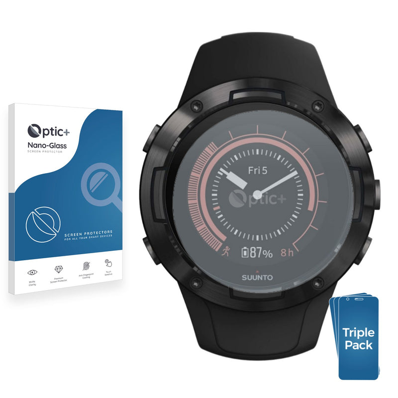 3pk Optic+ Nano Glass Screen Protectors for Suunto 5