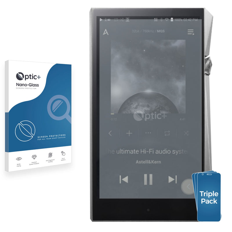 3pk Optic+ Nano Glass Screen Protectors for Astell & Kern SE100