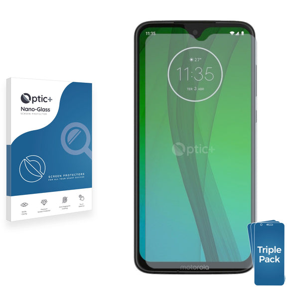 3pk Optic+ Nano Glass Screen Protectors for Motorola Moto G7 Plus