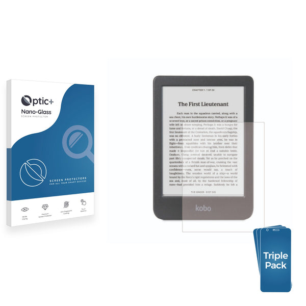 3pk Optic+ Nano Glass Screen Protectors for Kobo Clara BW