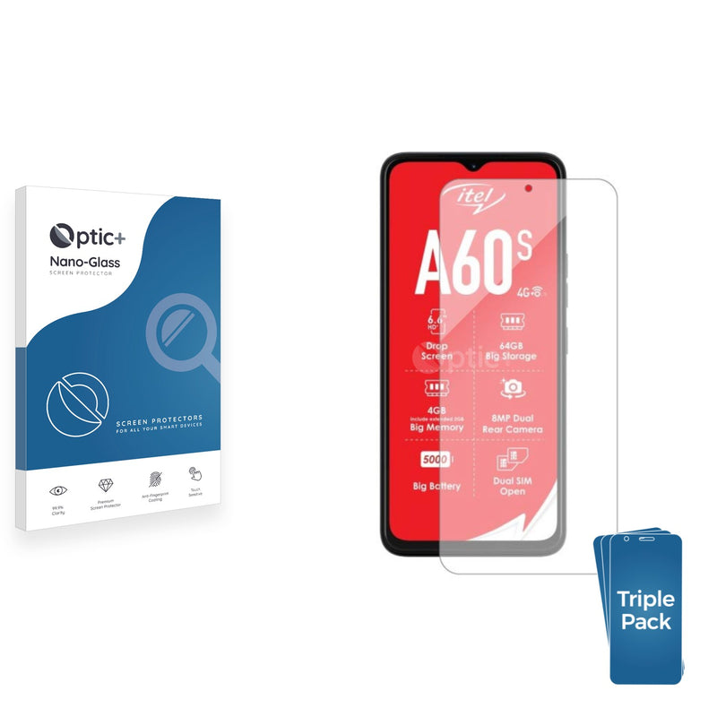 3-pack of Nano Glass screen protectors for Itel A60S