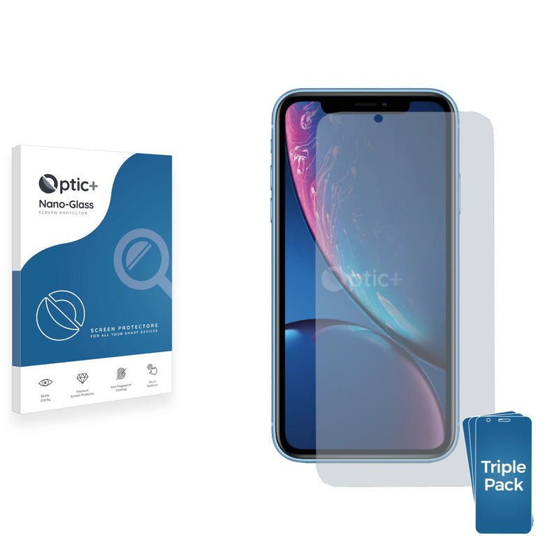 3pk Optic+ Nano Glass Screen Protectors for Apple iPhone XR