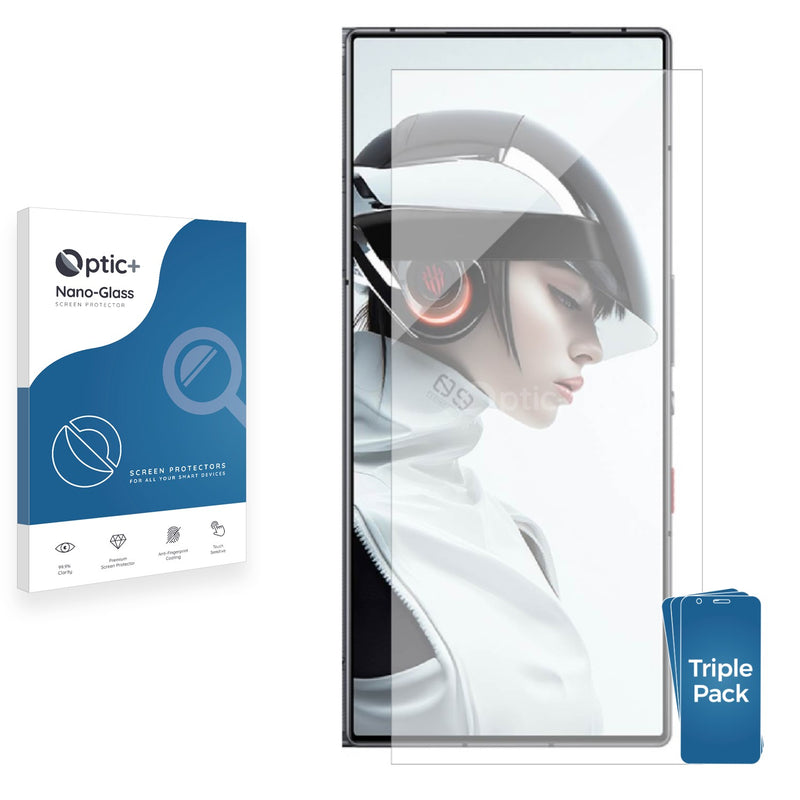 3pk Optic+ Nano Glass Screen Protectors for ZTE Nubia Red Magic 9 Pro