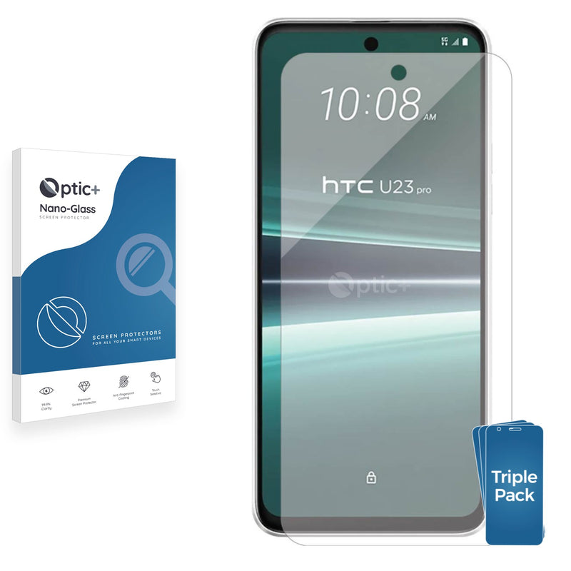 3pk Optic+ Nano Glass Screen Protectors for HTC U23 Pro