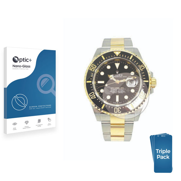 3pk Optic+ Nano Glass Screen Protectors for Rolex Sea-Dweller 43mm (Date)