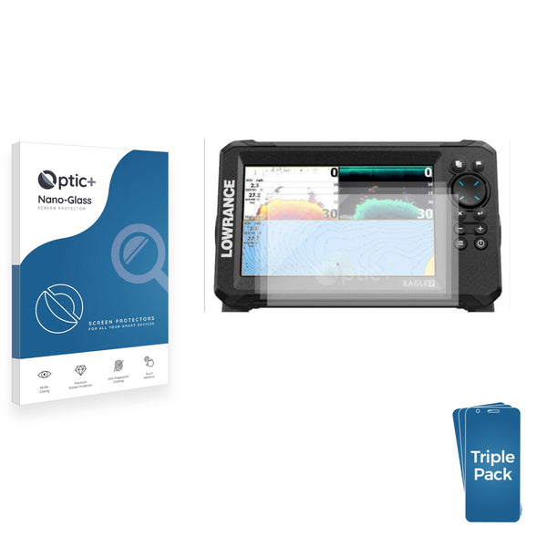 3-pack of Nano Glass screen protectors for Lowrance Eagle 7