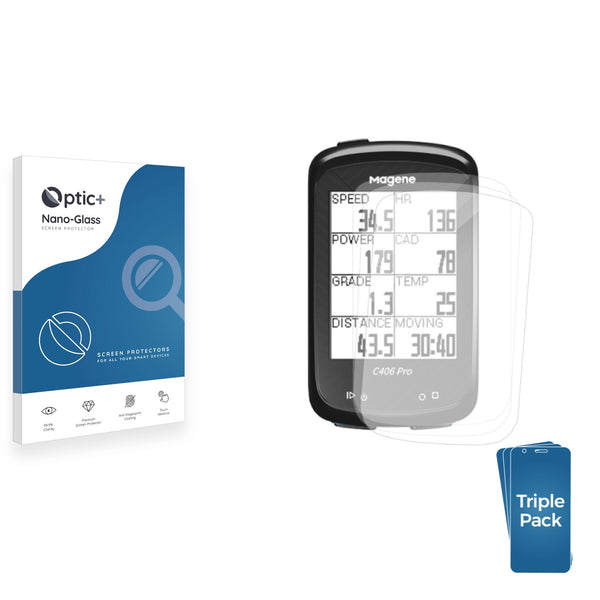 3-pack of Nano Glass screen protectors for Magene C406 Pro