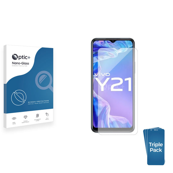 3pk Optic+ Nano Glass Screen Protectors for Vivo Y21e