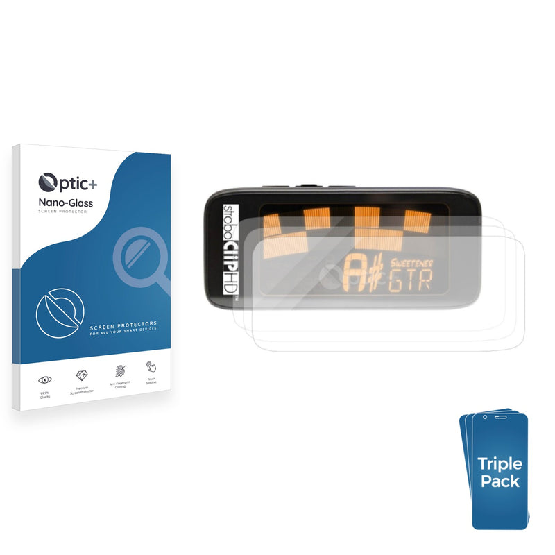 3-pack of Nano Glass screen protectors for Peterson StroboClip HD