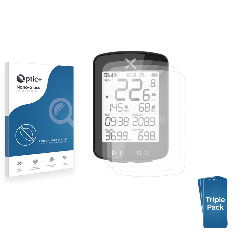 3-pack of Nano Glass screen protectors for Xoss G+ (Gen 2)
