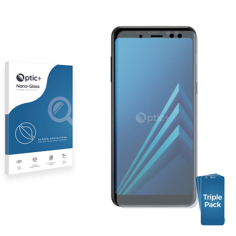 3pk Optic+ Nano Glass Screen Protectors for Samsung Galaxy A8 2018