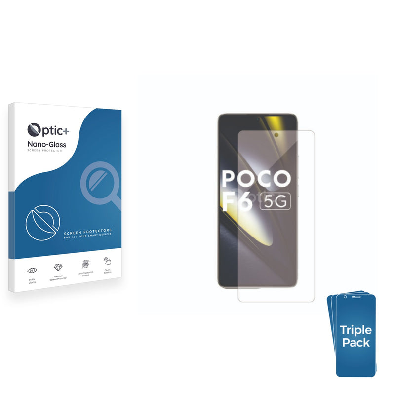 3pk Optic+ Nano Glass Screen Protectors for Xiaomi Poco F6