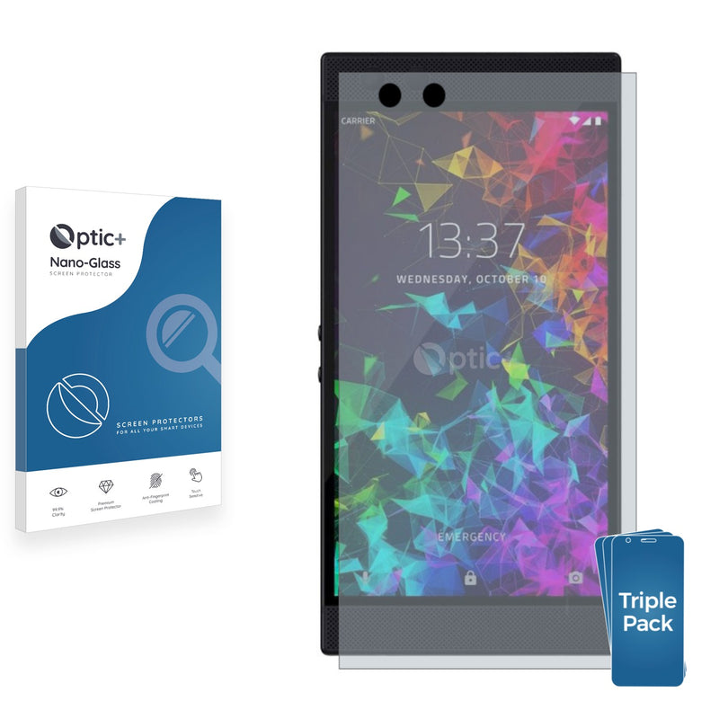 3pk Optic+ Nano Glass Screen Protectors for Razer Phone 2