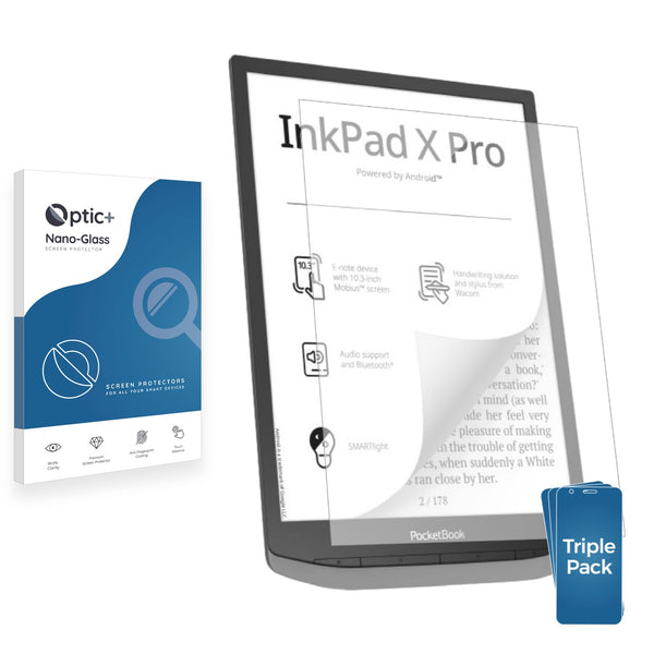 3pk Optic+ Nano Glass Screen Protectors for PocketBook InkPad X Pro