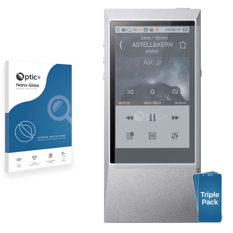 3pk Optic+ Nano Glass Screen Protectors for Astell&Kern AK Jr