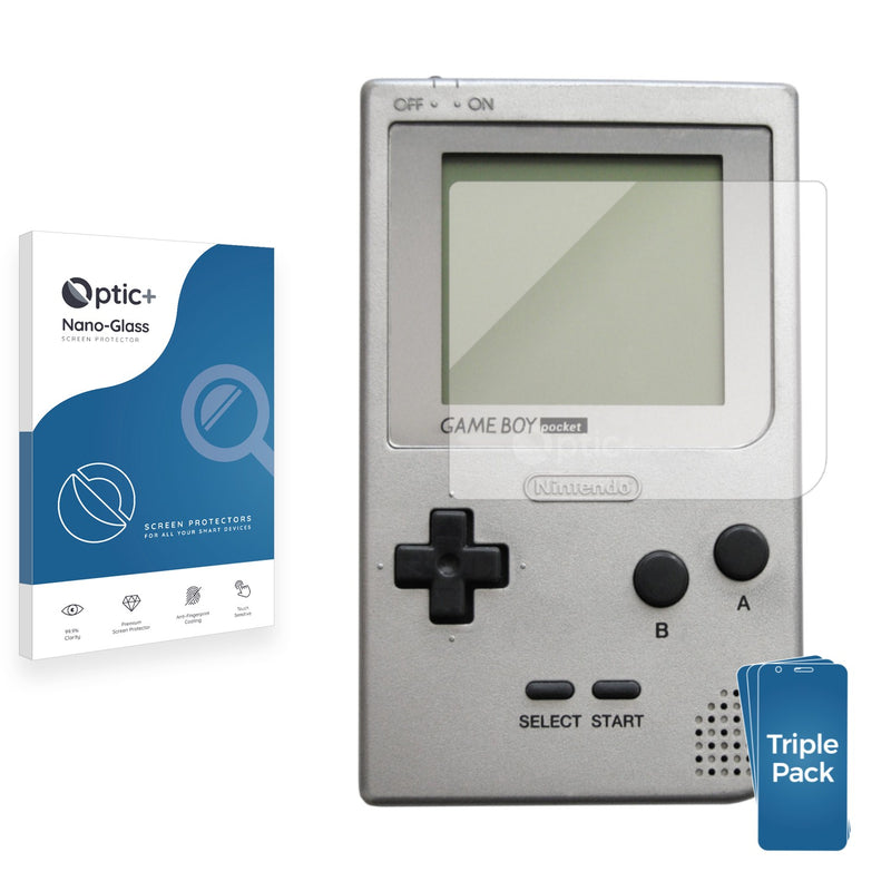 3pk Optic+ Nano Glass Screen Protectors for Nintendo Gameboy Pocket