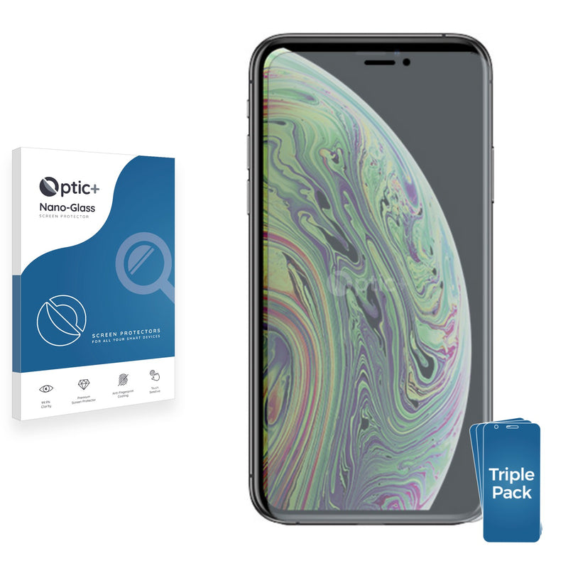 3pk Optic+ Nano Glass Screen Protectors for Apple iPhone Xs