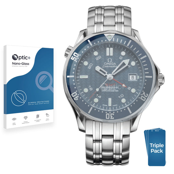 3pk Optic+ Nano Glass Screen Protectors for Omega Seamaster Diver (41 mm)