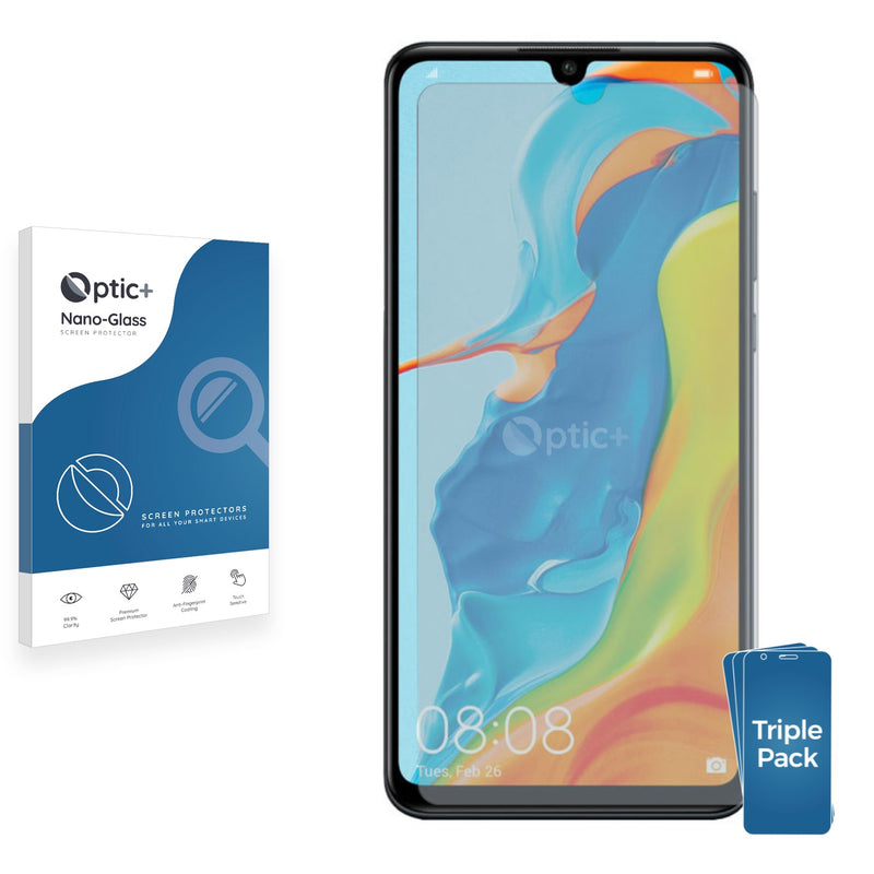 3pk Optic+ Nano Glass Screen Protectors for Huawei P30 lite