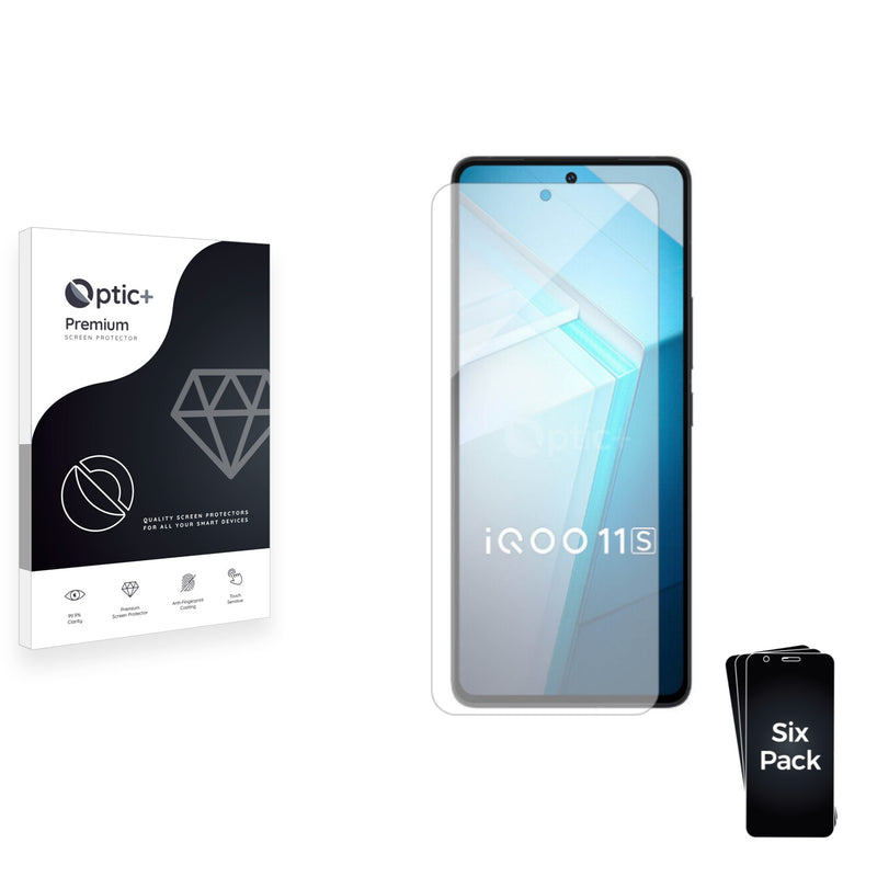 6pk Optic+ Premium Film Screen Protectors for Vivo iQOO 11s